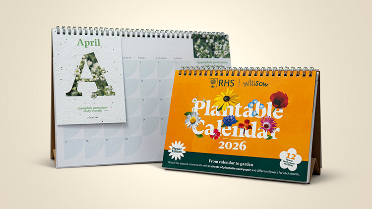 The Foalyard - RHS & Willsow Flower, Herbs & Veg Editions A4 and A5 plantable 2026 desk calendars collection