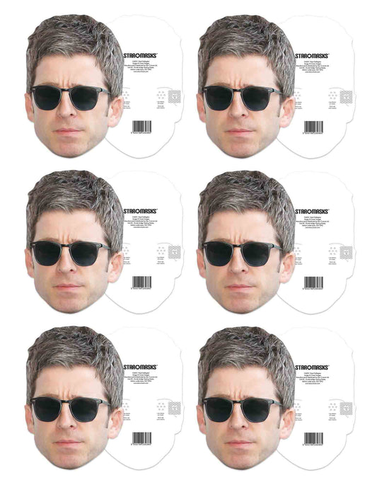CMP005 Noel Gallagher Masks Six Pack Cardboard Face Masks With Tabs and Elastic