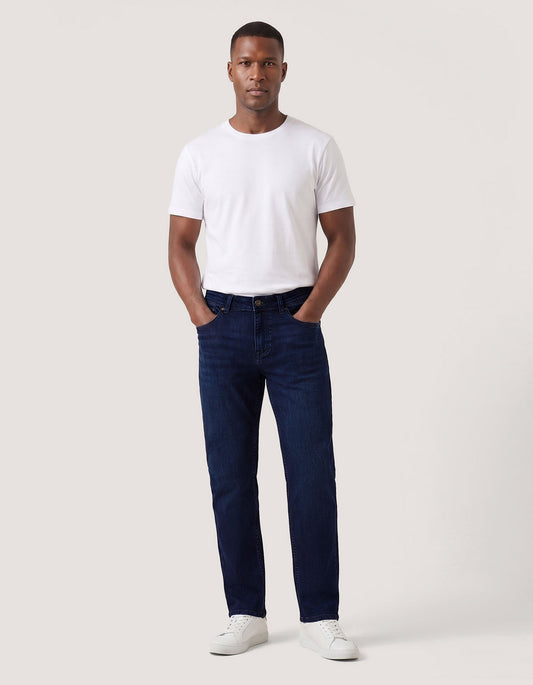Rinse Dark Blue Regular Fit Jeans - Everyday Stretch Denim