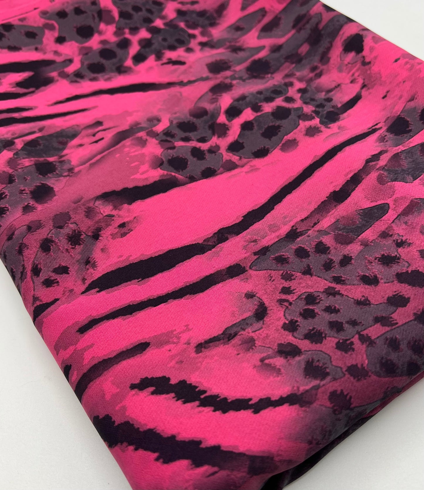 Hot Pink Animal Compact Crepe Fabric 2 Way Stretch