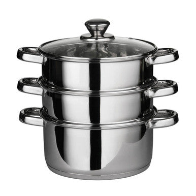 3 Tier Stainless Steel Steamer with Glass Lid
