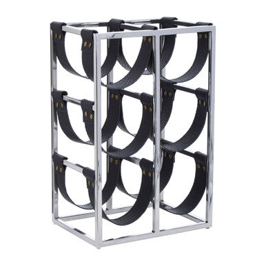 Six Bottle Sling Wine Rack in Silver Finish | Mixology