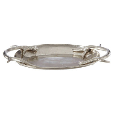 Antler Silver Aluminium Serving Tray with Antler Handles