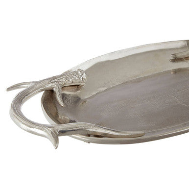 Antler Silver Aluminium Serving Tray with Antler Handles