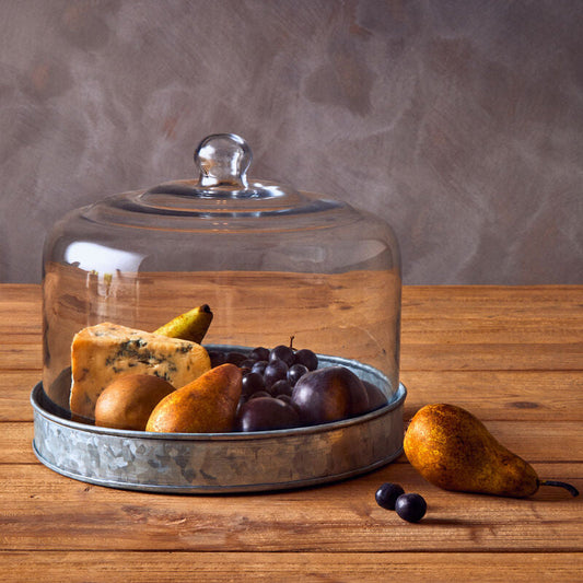 Drummond Galvanised Steel Cake Plate With Glass Cover