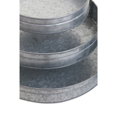 Drummond Set Of Three Round Galvanised Steel Trays