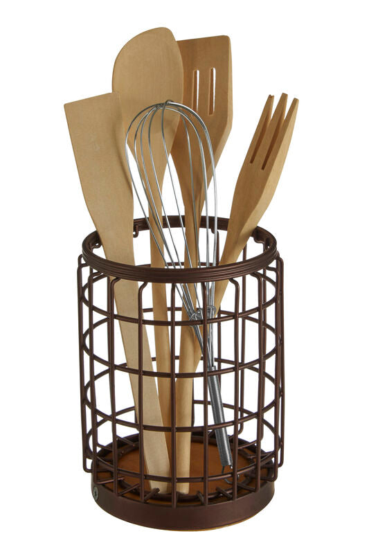 Round Bronze Coated Utensil Holder | Vertex