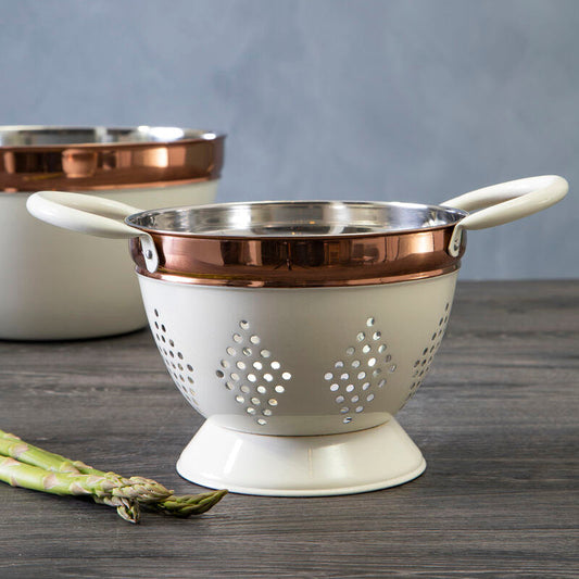 Prescott Small Cream And Copper Colander