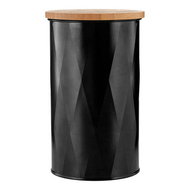 Rhombus Black Metal Medium Round Storage Canister