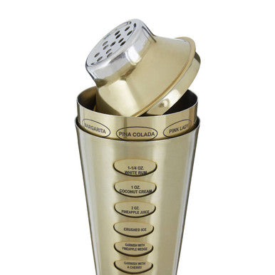 Recipe Brushed Brass Cocktail Shaker | Recipe Cocktail Shaker
