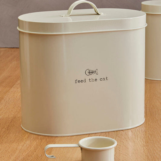 Adore Pets 6.5Ltr Feed The Cat Food Cream Storage Bin With Spoon