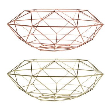 Vertex Gold Finish Wide Fruit Basket