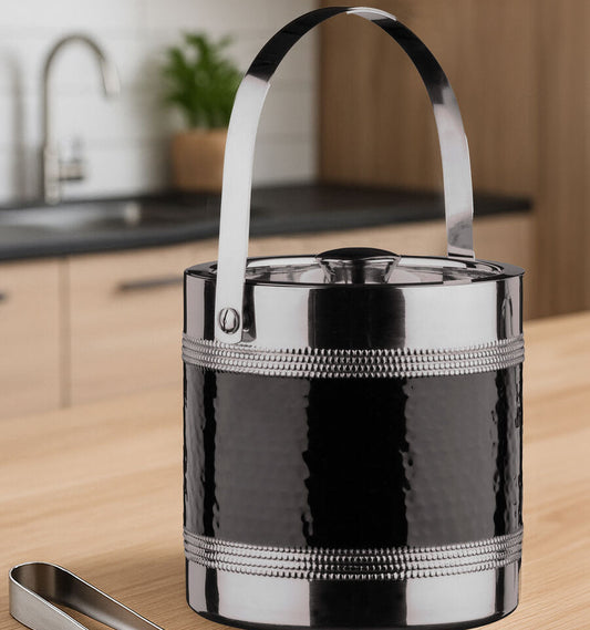 Black Ice Bucket With Tongs