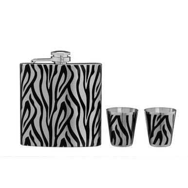 Auden Zebra Hip Flask And Shot Glasses Set