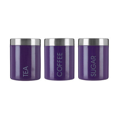Purple Enamel Tea Coffee And Sugar Set