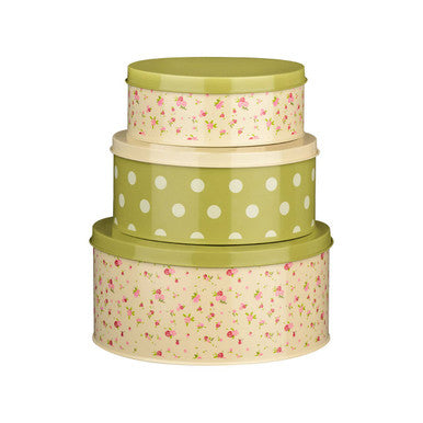 Set of Three Round Storage Tins | Rose Cottage