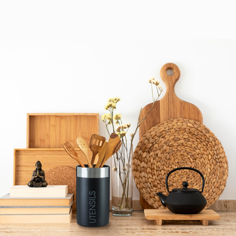 Liberty Black Enamel Finish Utensil Holder