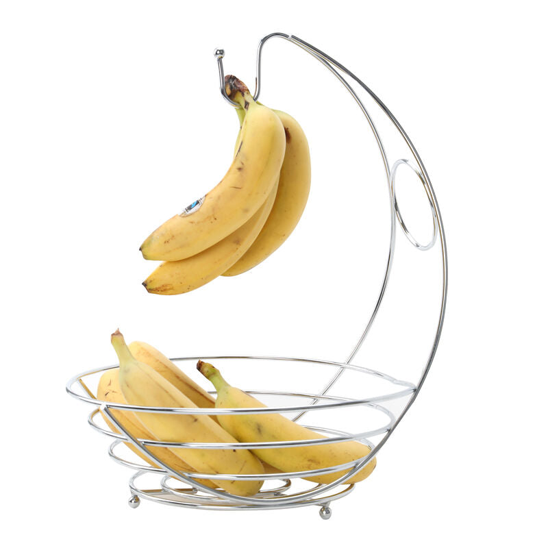 Kaya Chrome Fruit Bowl And Banana Hanger