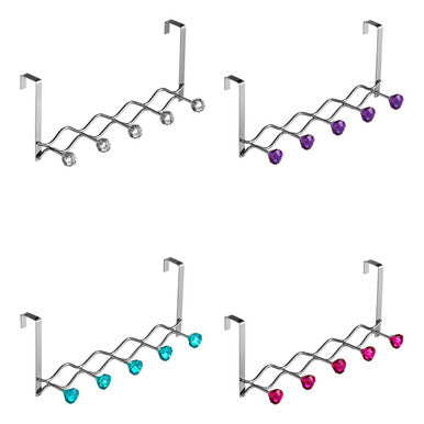 Jaxen Chrome Over Door Hanger with Five Diamante Hooks