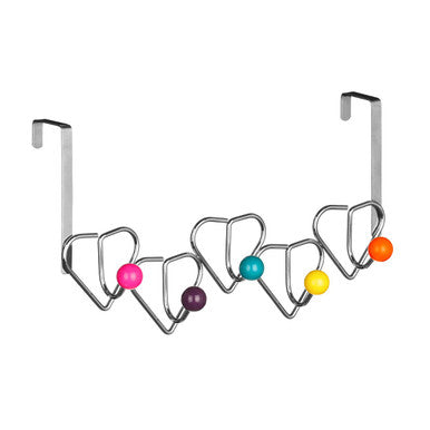 5 Hook Heart Design Over Door Hanger with Multi Coloured Balls | Jaxen