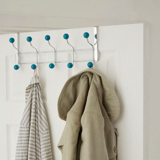 Ten Hook Over Door Turquoise Balls Hanger