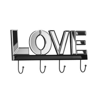 Love Mirrored 4 Hook Wall Hanger | Mirrored Hanger