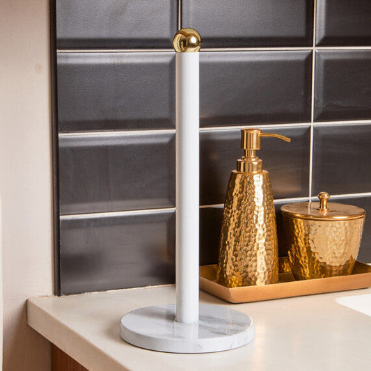 Easton White Marble Effect and Gold Kitchen Roll Holder