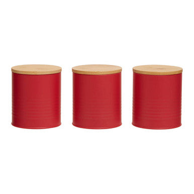 Set Of Three Alton Red Cannisters