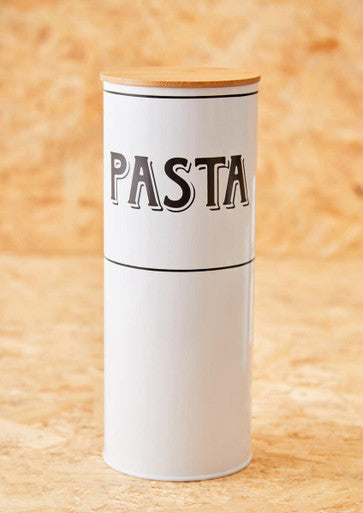 Grocer White Metal Pasta Canister