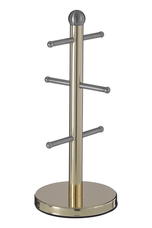 6 Cup Gold Finish Mug Tree | Hirano