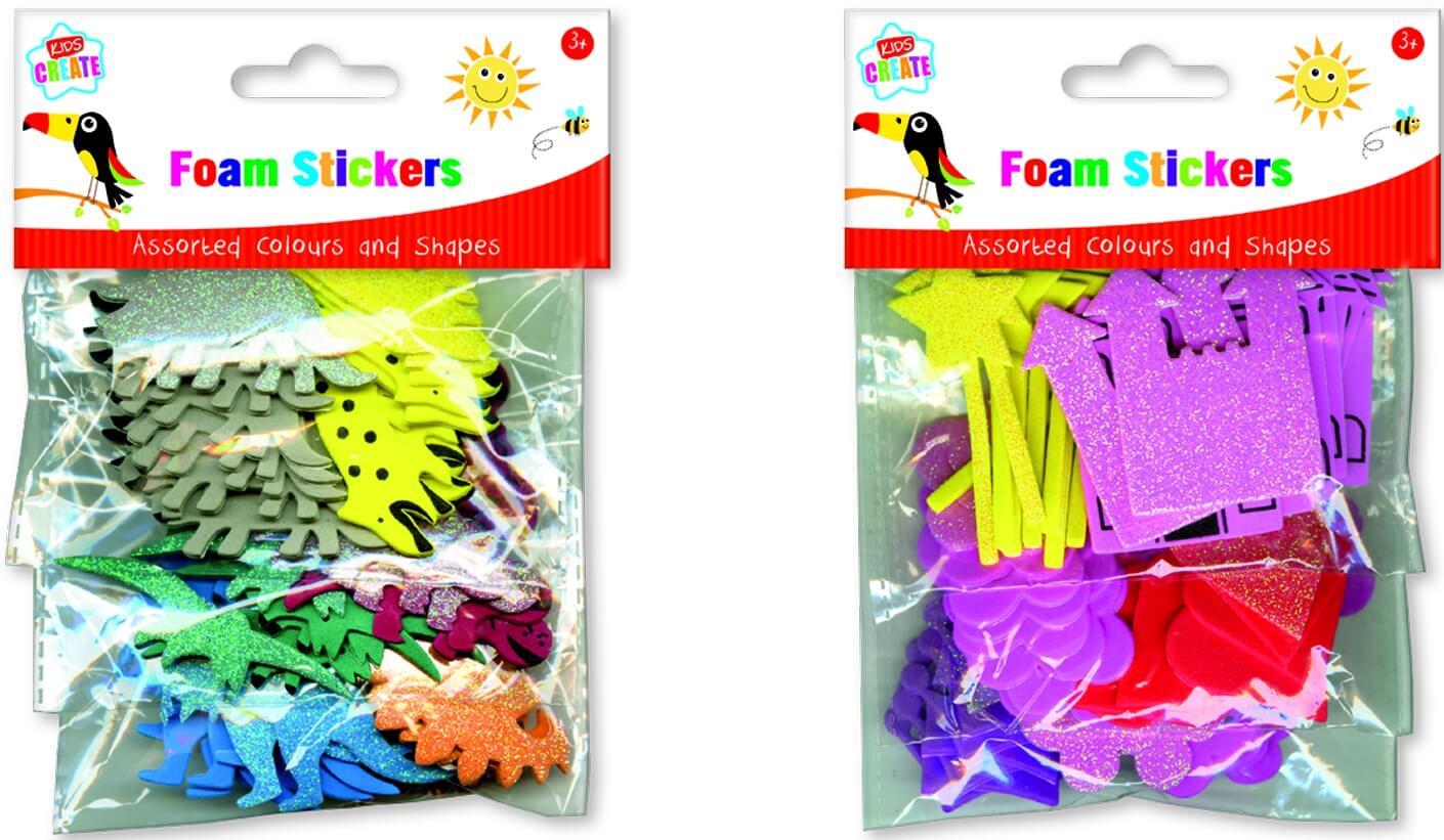 Children's Fun Foam Stickers with Dinosaur or Princess Themes