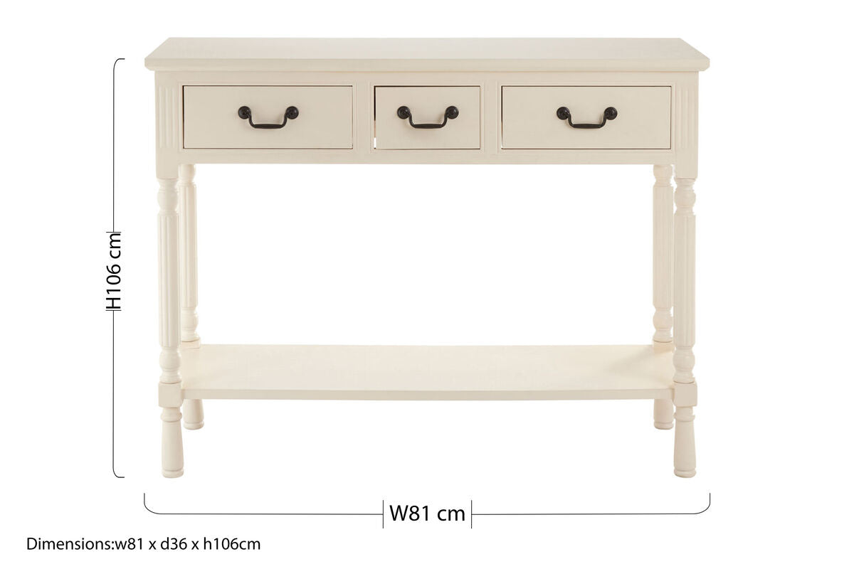Heritage 3 Drawer Ivory Console Table