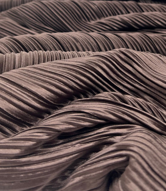 Chocolate Brown Plisse Pleated 2 Way Stretch Fabric