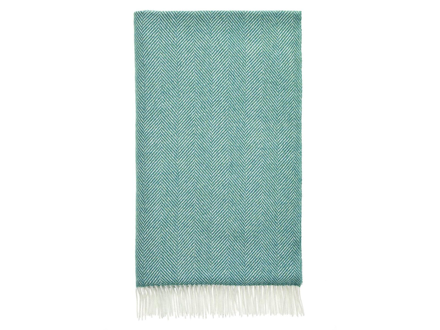Herringbone Merino Lambswool Throw - Jade