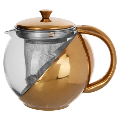 Miller Gold Finish Glass 600 Ml Teapot With Infuser