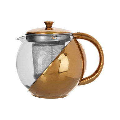 Fuso Gold Finish Glass 600 ml Teapot With Infuser