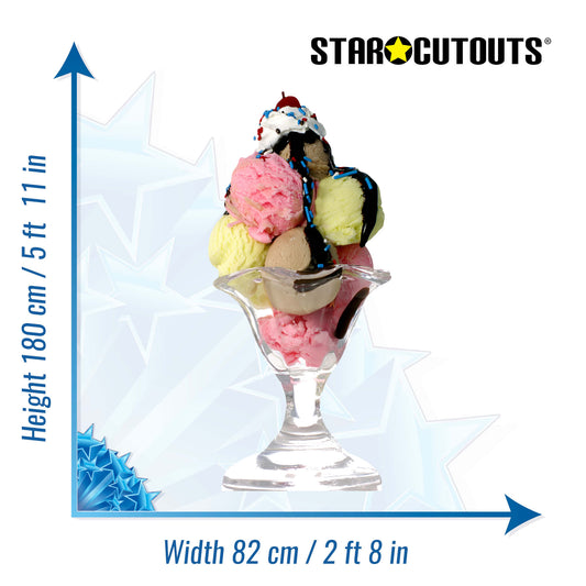 SC066 Ice Cream Sundae Cardboard Cut Out Height 180cm