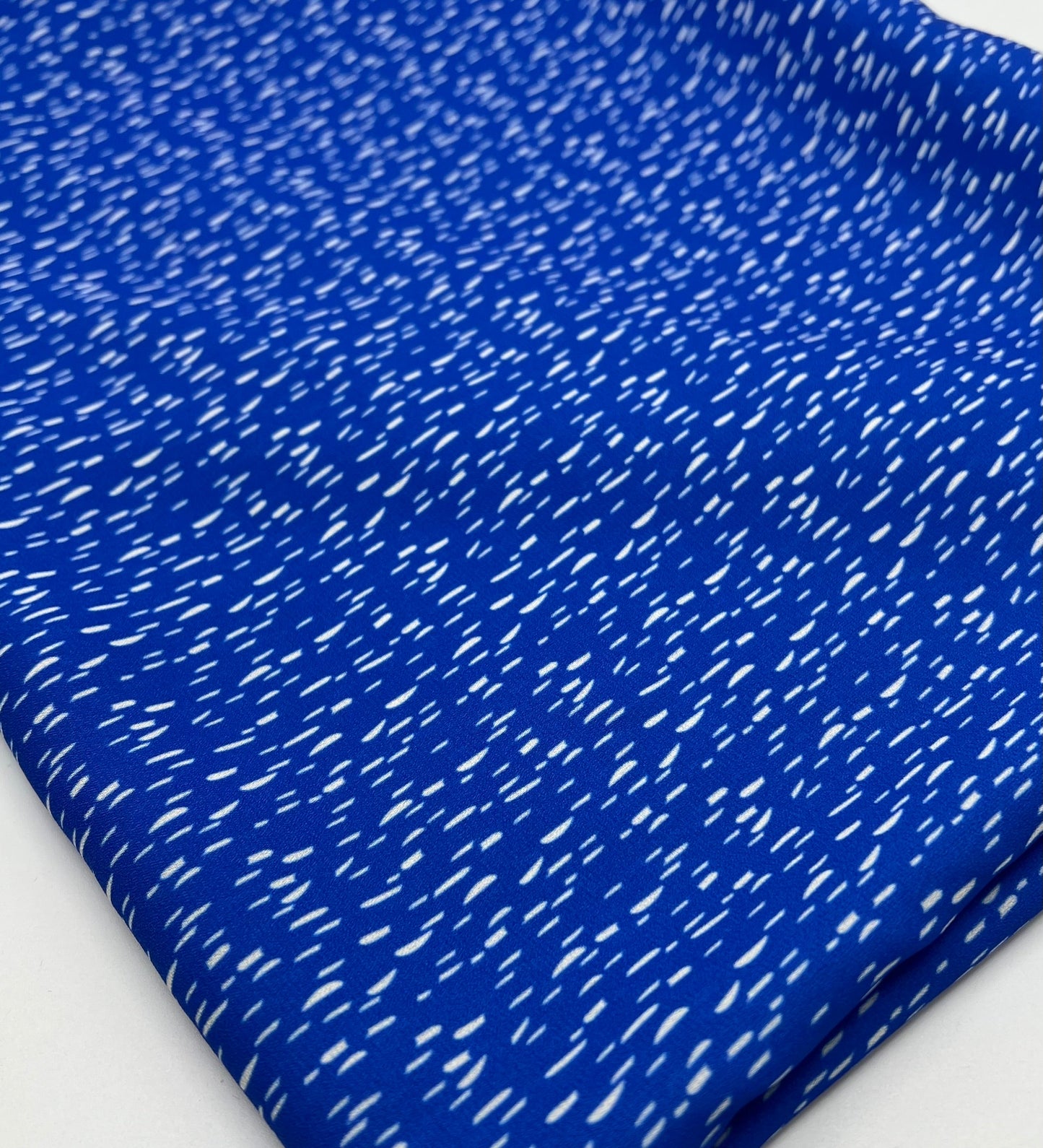 Blue White Print Lightweight Crepe Fabric 110GSM Non Stretch