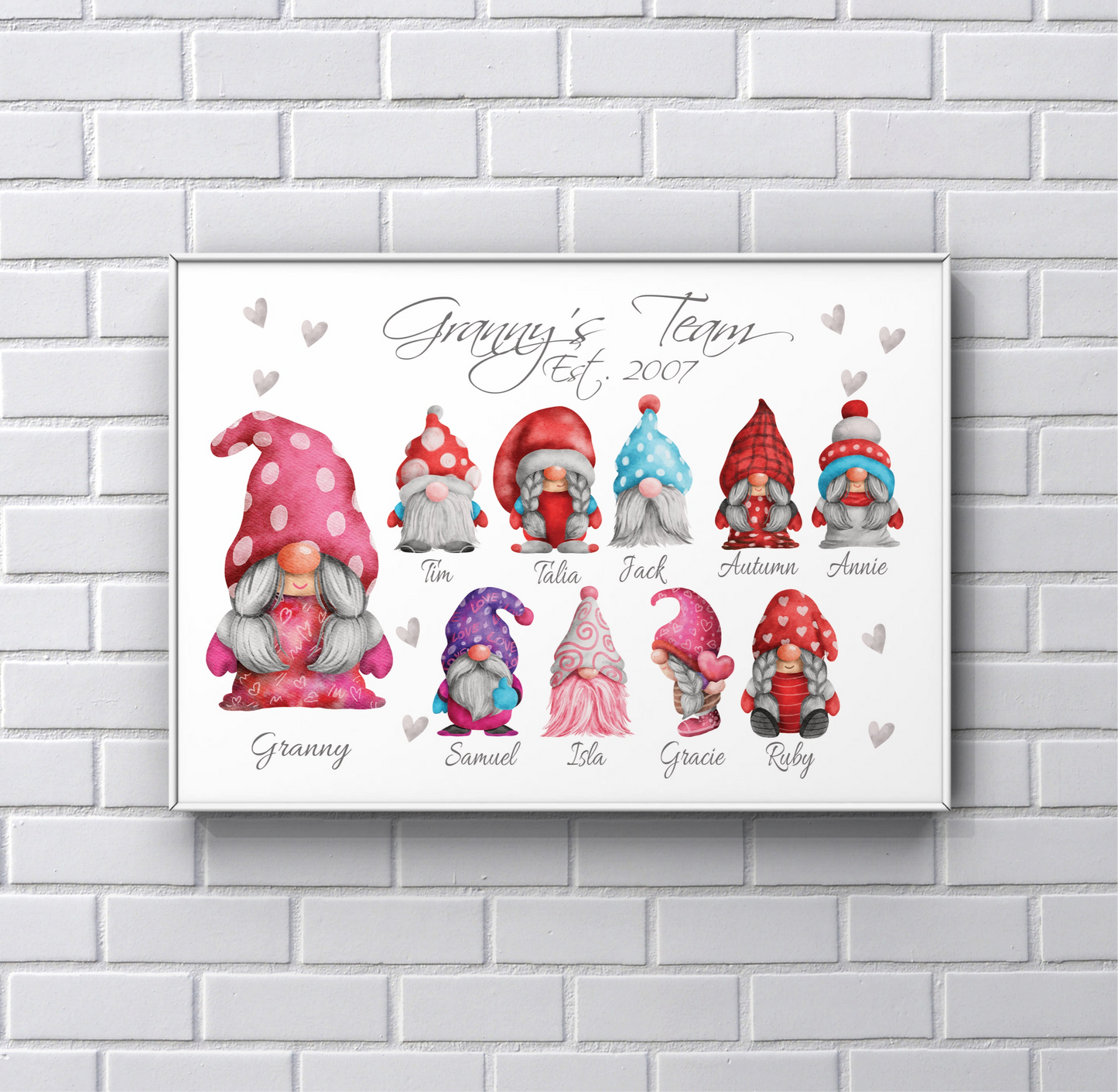 Personalised Mother's Day Gonk Print Nanny Grandma UNFRAMED