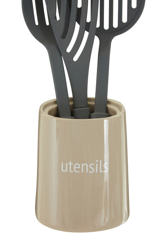 Fletcher Beige Ceramic Utensils Holder