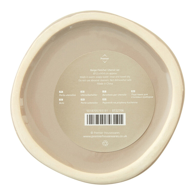 Beige Ceramic Utensils Holder | Fletcher