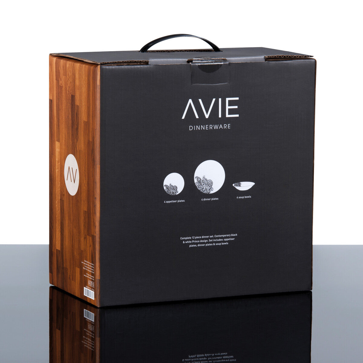 Avie Prince 12 Piece Black Dinner Set