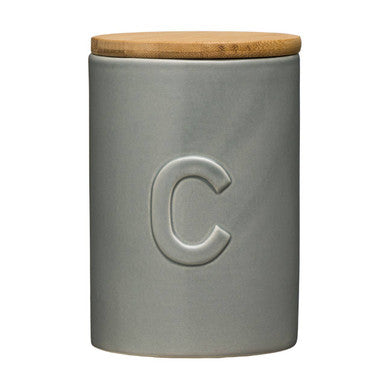 Fenwick Light Grey Coffee Canister With Bamboo Lid