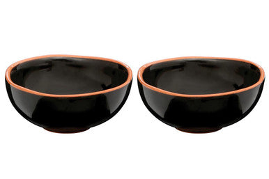 Calisto Black Glazed Terracotta Set of 2 Small Bowls