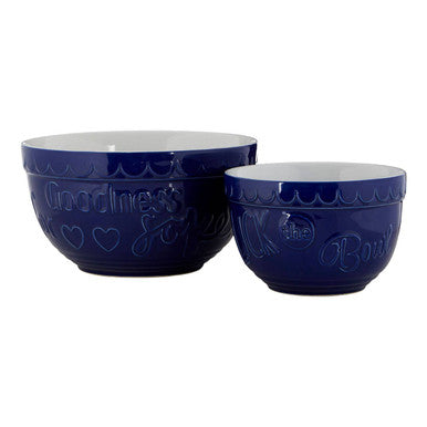 Gigi Set Of Two Blue And White Mixing Bowls