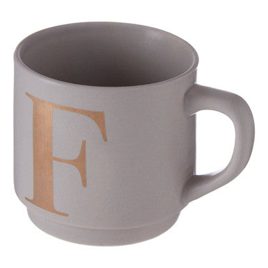 Signet Grey Monogram Mug, F