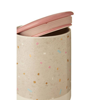 Large Fine Earthenware Grey White Storage Canister | Lozica