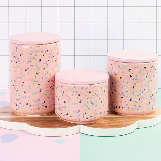 Yuki Medium Pink Terrazzo Storage Canister