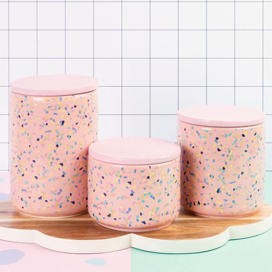 Yuki Small Pink Terrazzo Storage Canister