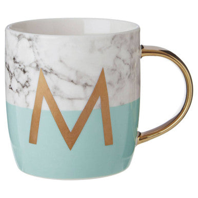 Marble Effect and Pastel Green Monogram Mug M | Frosted Deco